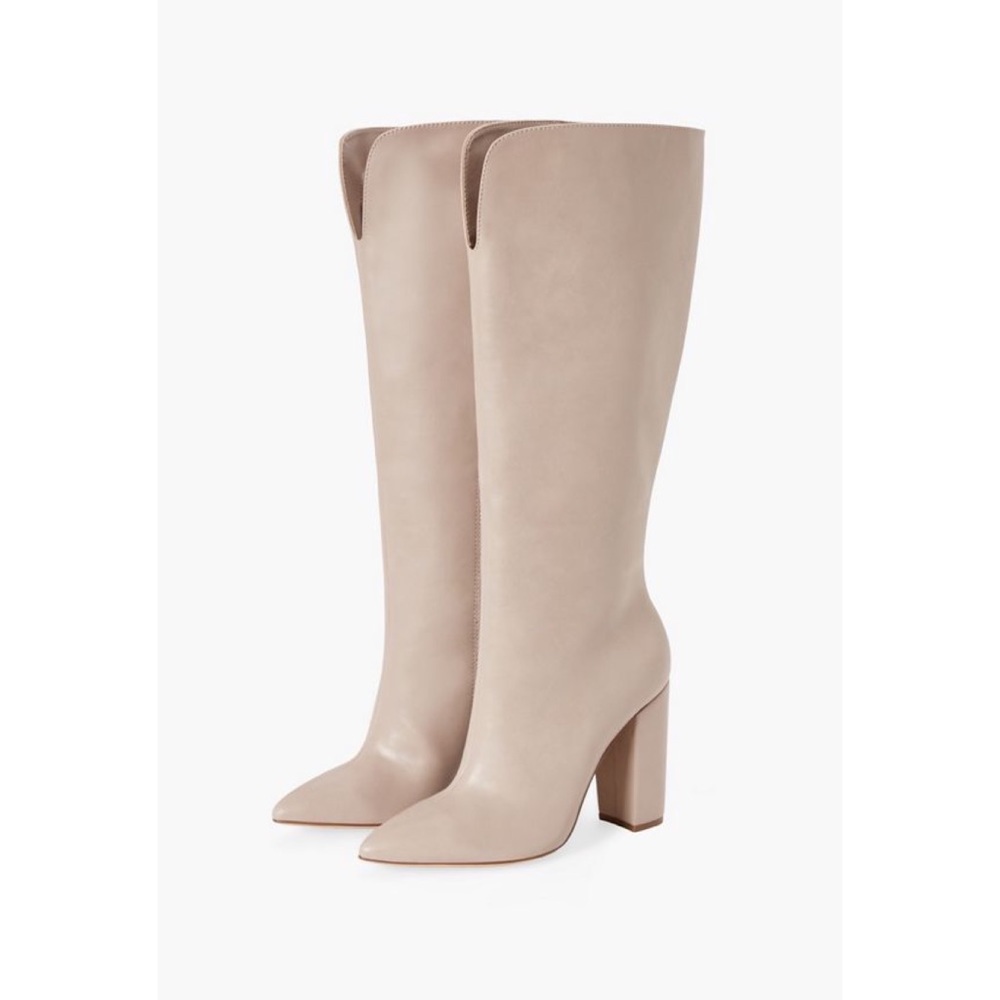 Mattison Block Pointed Toe Taupe High Heeled Boots - image 5